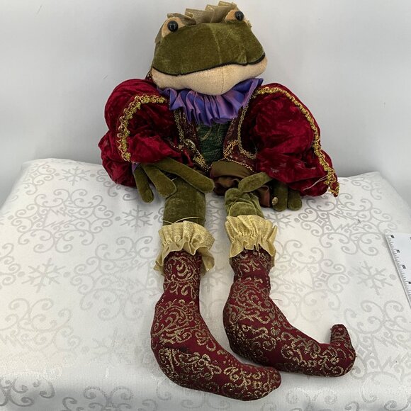 Velvet Frog Prince Decorative Holiday Doll Collectible Stuffed Animal - Picture 2 of 8